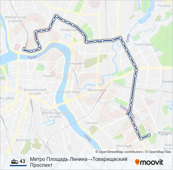 43 Trolleybus Line Map
