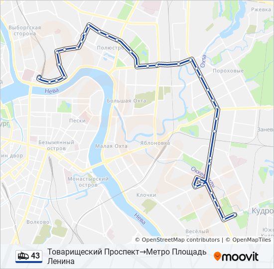 43 Trolleybus Line Map