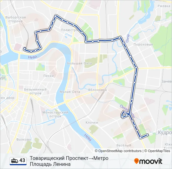 43 Trolleybus Line Map