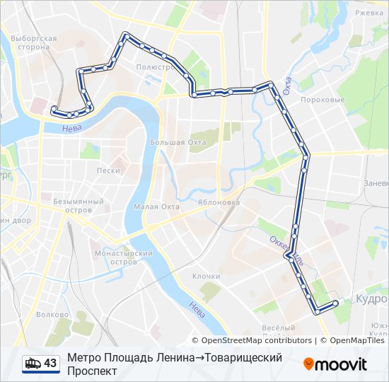 43 trolleybus Line Map