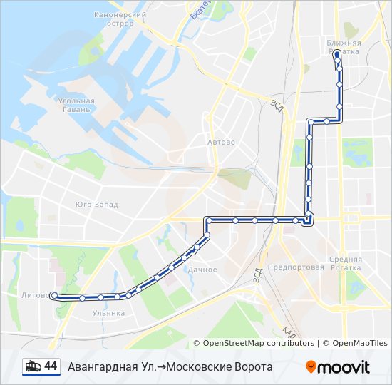 44 trolleybus Line Map
