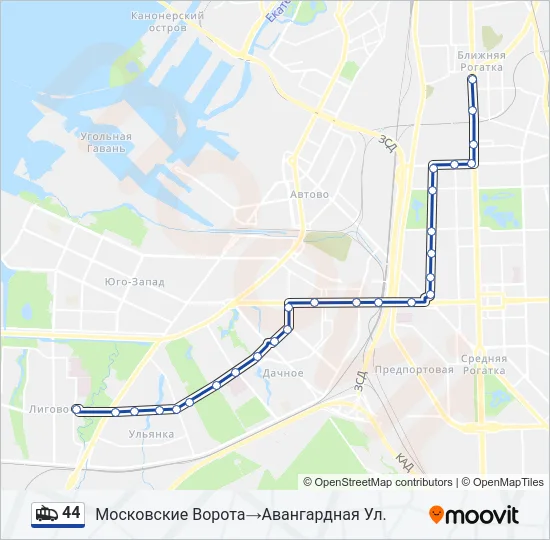 44 Trolleybus Line Map
