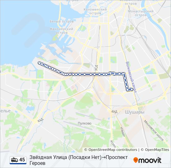 45 Trolleybus Line Map