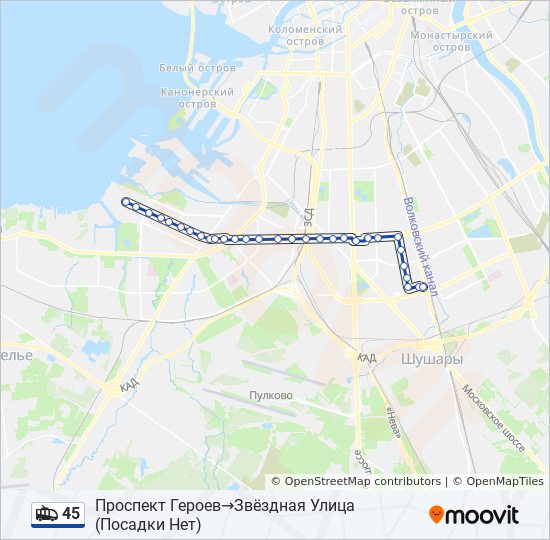 Троллейбус 45: карта маршрута