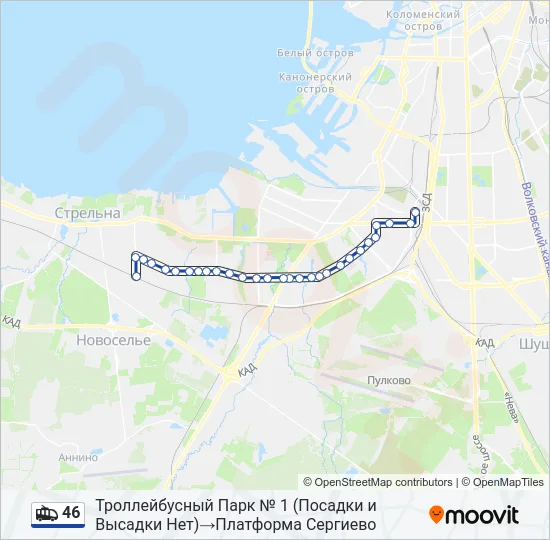 46 Trolleybus Line Map