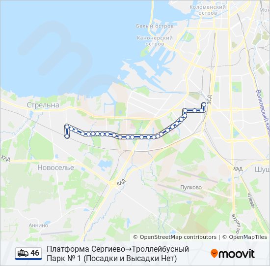46 trolleybus Line Map