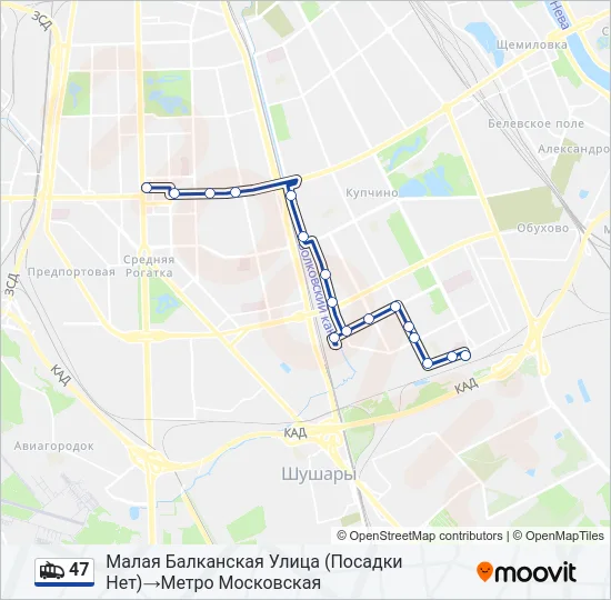 47 Trolleybus Line Map