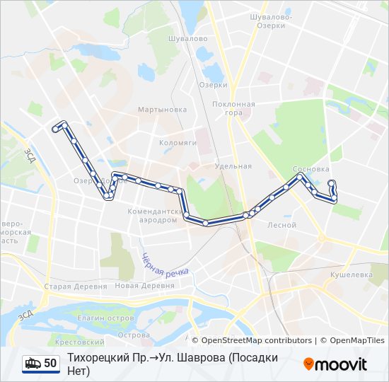 50 trolleybus Line Map