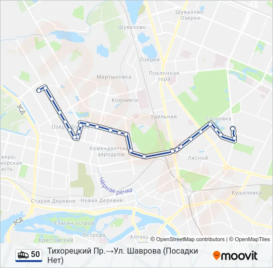 Троллейбус 50: карта маршрута
