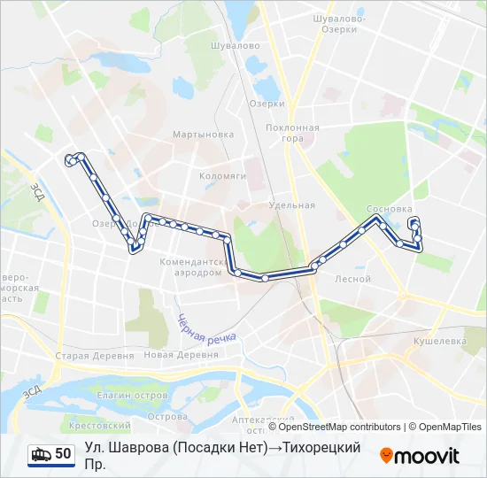 50 Trolleybus Line Map