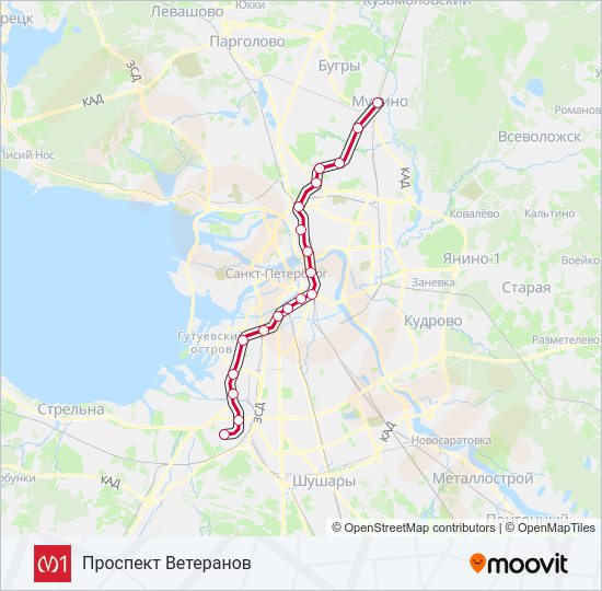 Метро 1: карта маршрута