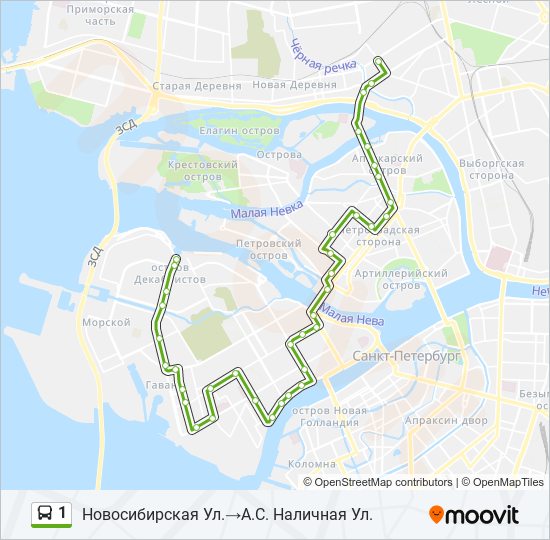 1 bus Line Map