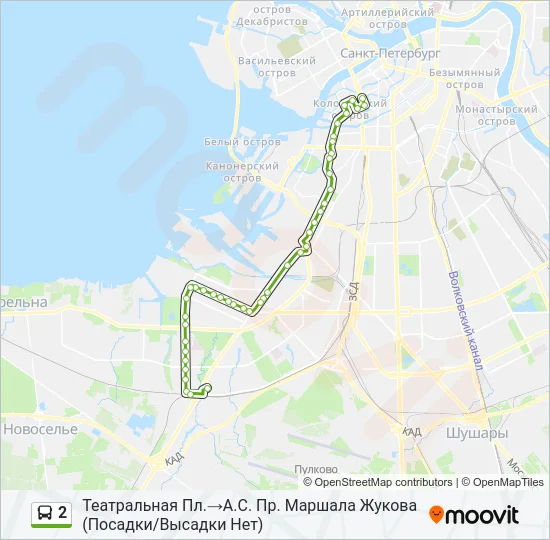Автобус 2: карта маршрута