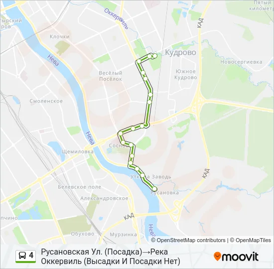 Автобус 4: карта маршрута