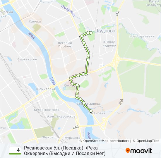 Автобус 4: карта маршрута