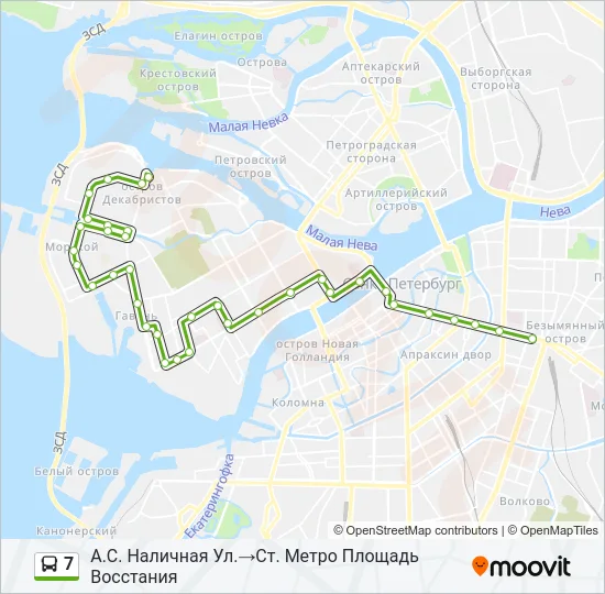 Автобус 7: карта маршрута