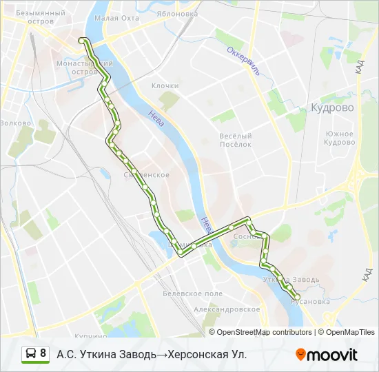 Автобус 8: карта маршрута