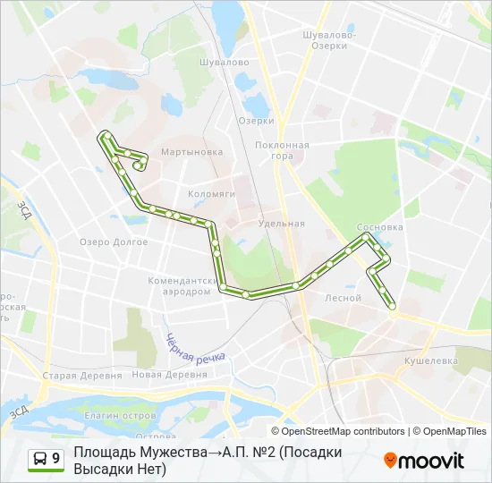 Автобус 9: карта маршрута