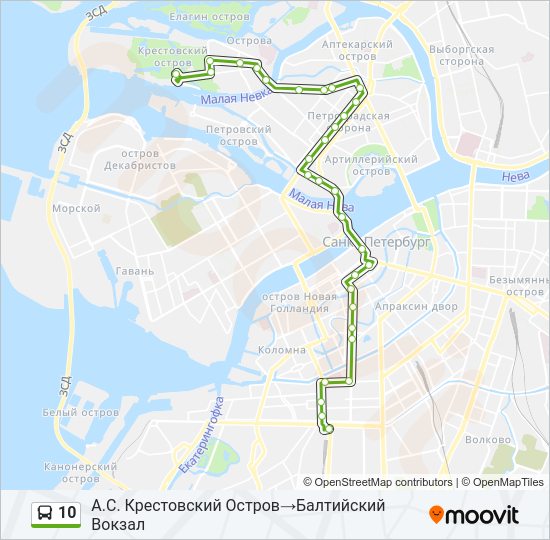 Автобус 10: карта маршрута