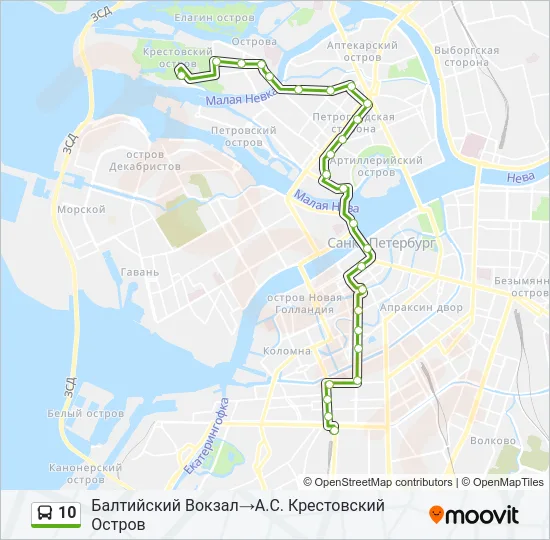 Автобус 10: карта маршрута