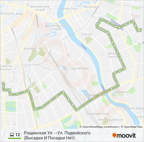 Автобус 12: карта маршрута