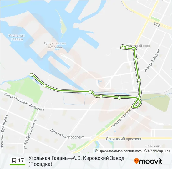 Автобус 17: карта маршрута