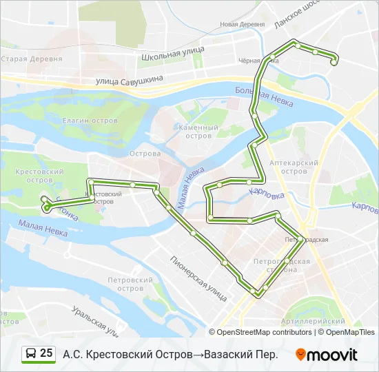 25 Bus Line Map