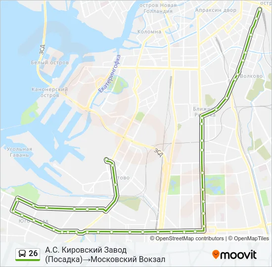 Автобус 26: карта маршрута