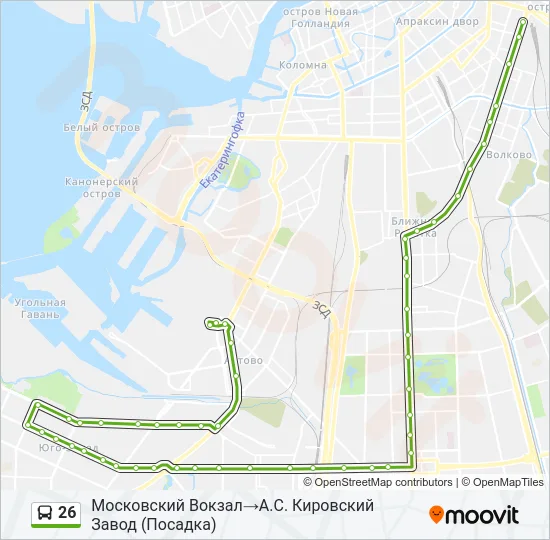 Автобус 26: карта маршрута