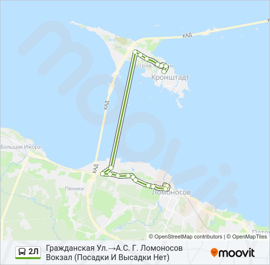 Автобус 2Л: карта маршрута