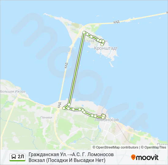 Автобус 2Л: карта маршрута