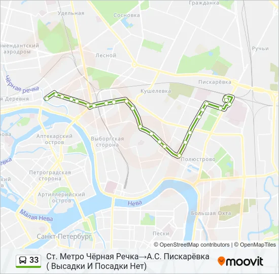 Автобус 33: карта маршрута