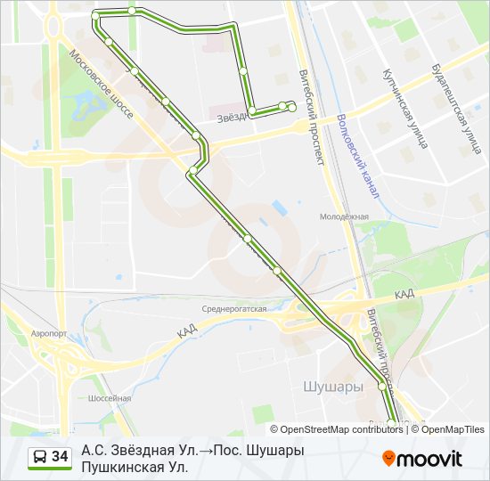 Автобус 34: карта маршрута