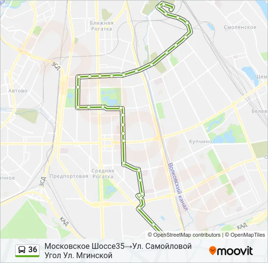 36 Bus Line Map