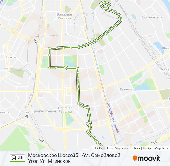 36 bus Line Map