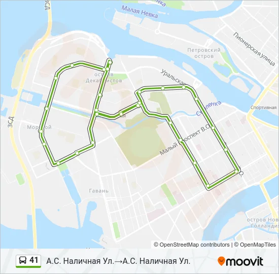 Автобус 41: карта маршрута