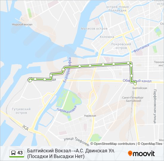 43 bus Line Map