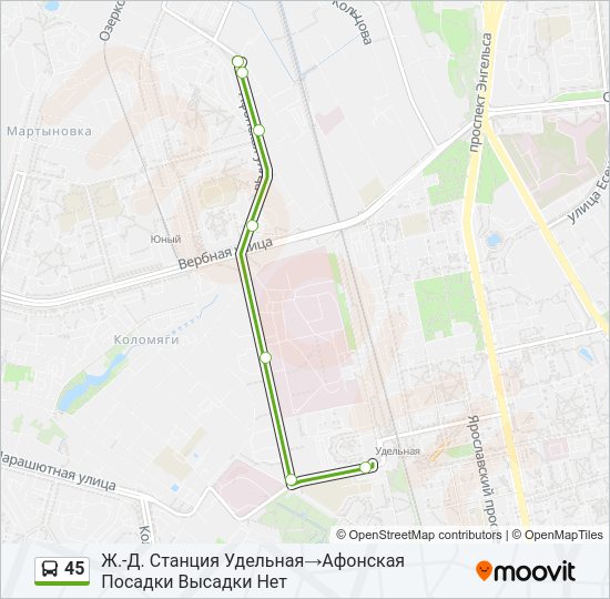 Автобус 45: карта маршрута