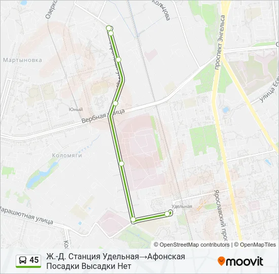 Автобус 45: карта маршрута