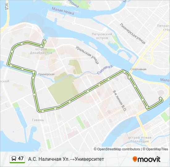 Автобус 47: карта маршрута