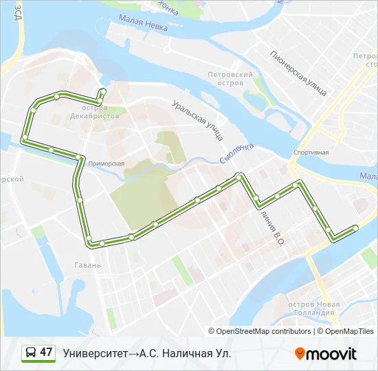 Автобус 47: карта маршрута