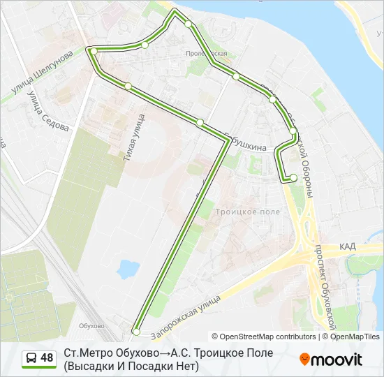 Автобус 48: карта маршрута
