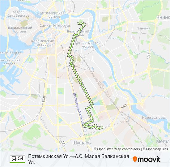 54 bus Line Map