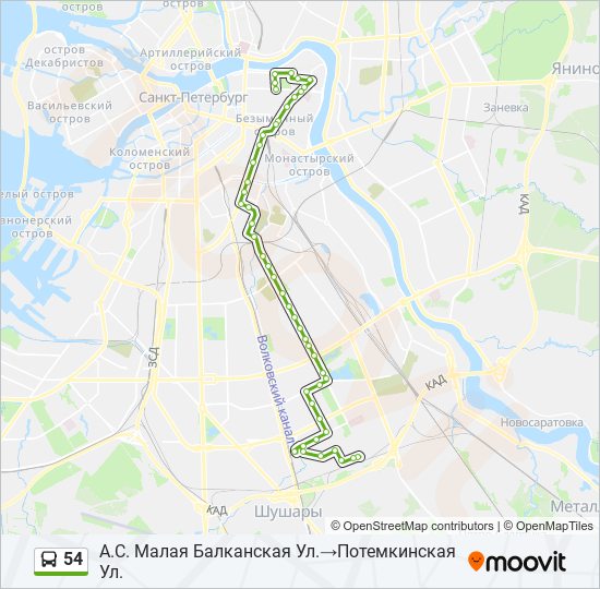 54 автобус маршрут спб на карте