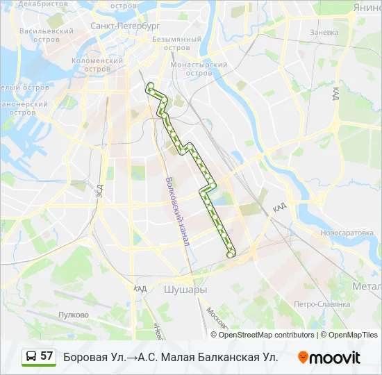 57 Bus Line Map