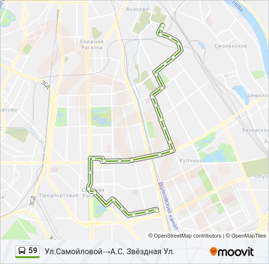Автобус 59: карта маршрута