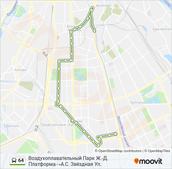 Маршрут 64 расписание красноярск. Схема маршрута 64. 64 Маршрут Воронеж. Воздухоплавательный парк СПБ.