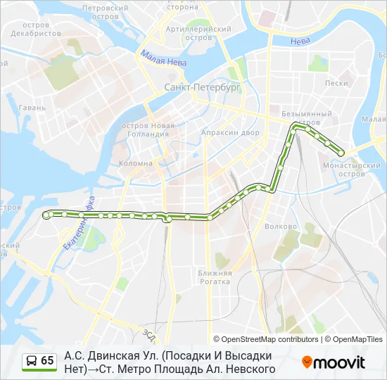 65 Bus Line Map