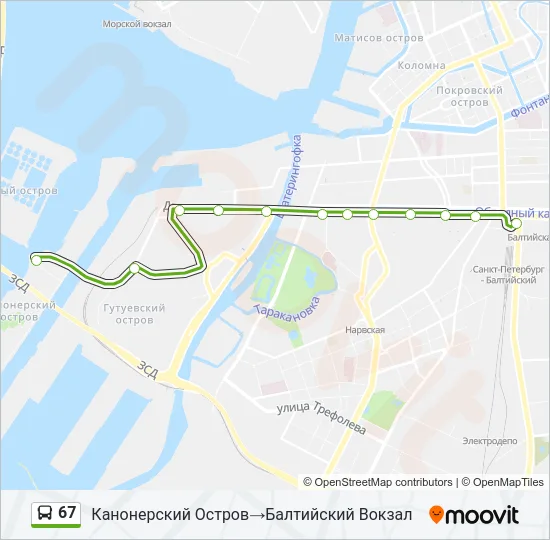 67 Bus Line Map