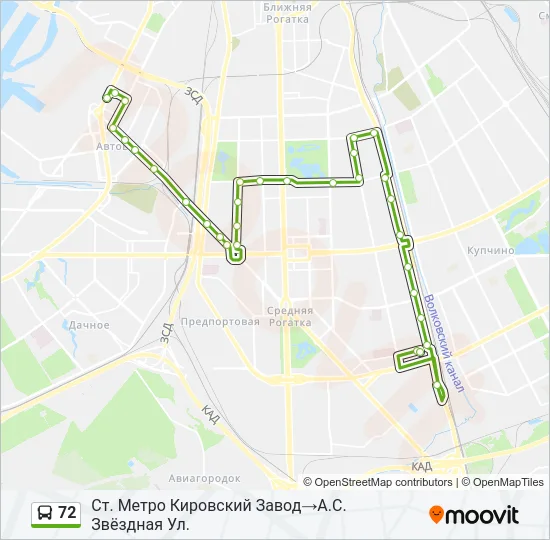 Автобус 72: карта маршрута